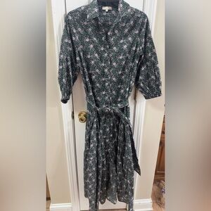 ANN MASHBURN Green and White Floral Long Sleeve Dress (see last pic for flows.